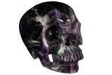 Realistic, Carved, Banded Purple Fluorite Skull - Fluorescent! #150942-1